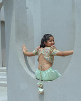 Pista Green Embroidered Crop Top with Palazzo