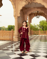 Pink Boti Velvet Kurti Salwar Set