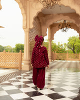 Pink Boti Velvet Kurti Salwar Set