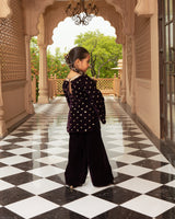 Burgundy Boti Velvet Kurti Salwar Set