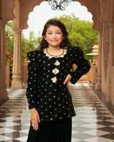 Green Boti Velvet Kurti Salwar Set