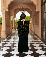 Green Boti Velvet Kurti Salwar Set