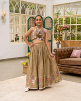 Brown Embroiderd Lehenga Choli Set