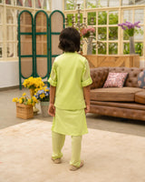 Green Embroidered Jacket Kurta Set