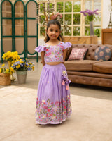 Lilac Embroiderd Lehenga with Choli Set