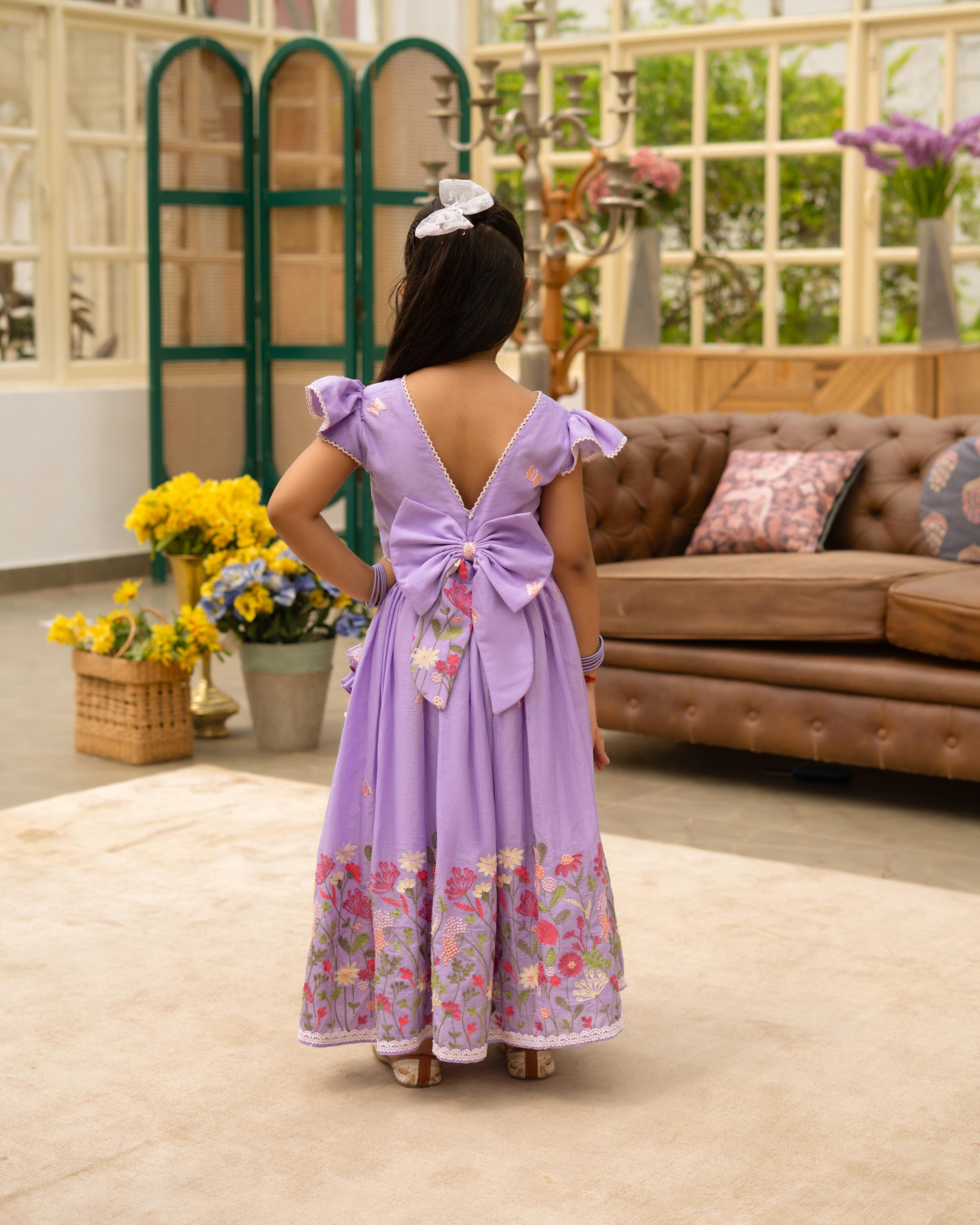 Lilac Embroiderd Lehenga with Choli Set