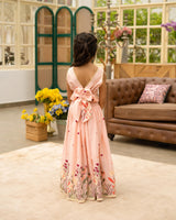 Peach Blush Embroidered Crop Top Set