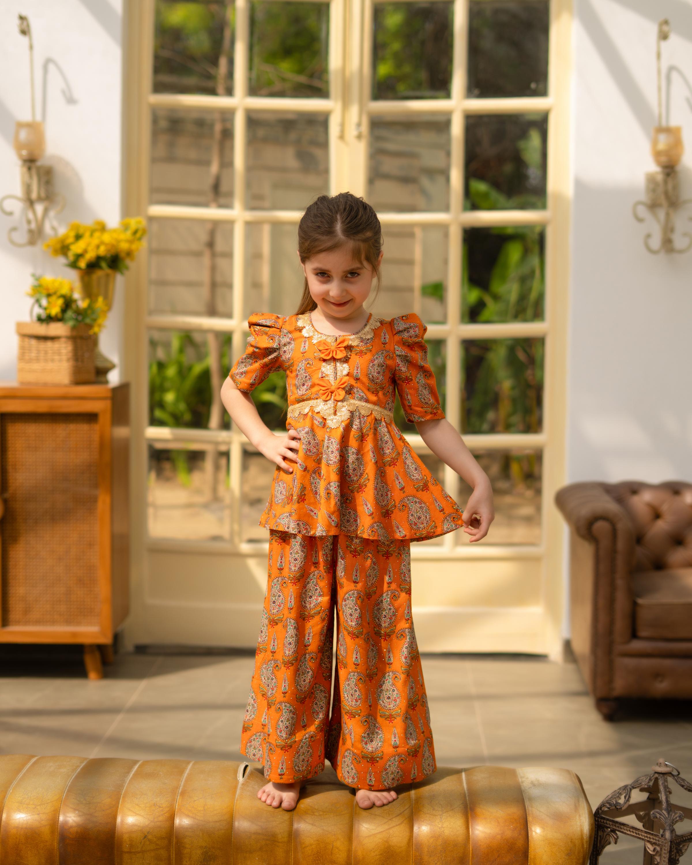 Yellow Printed Kurti Sharara Set