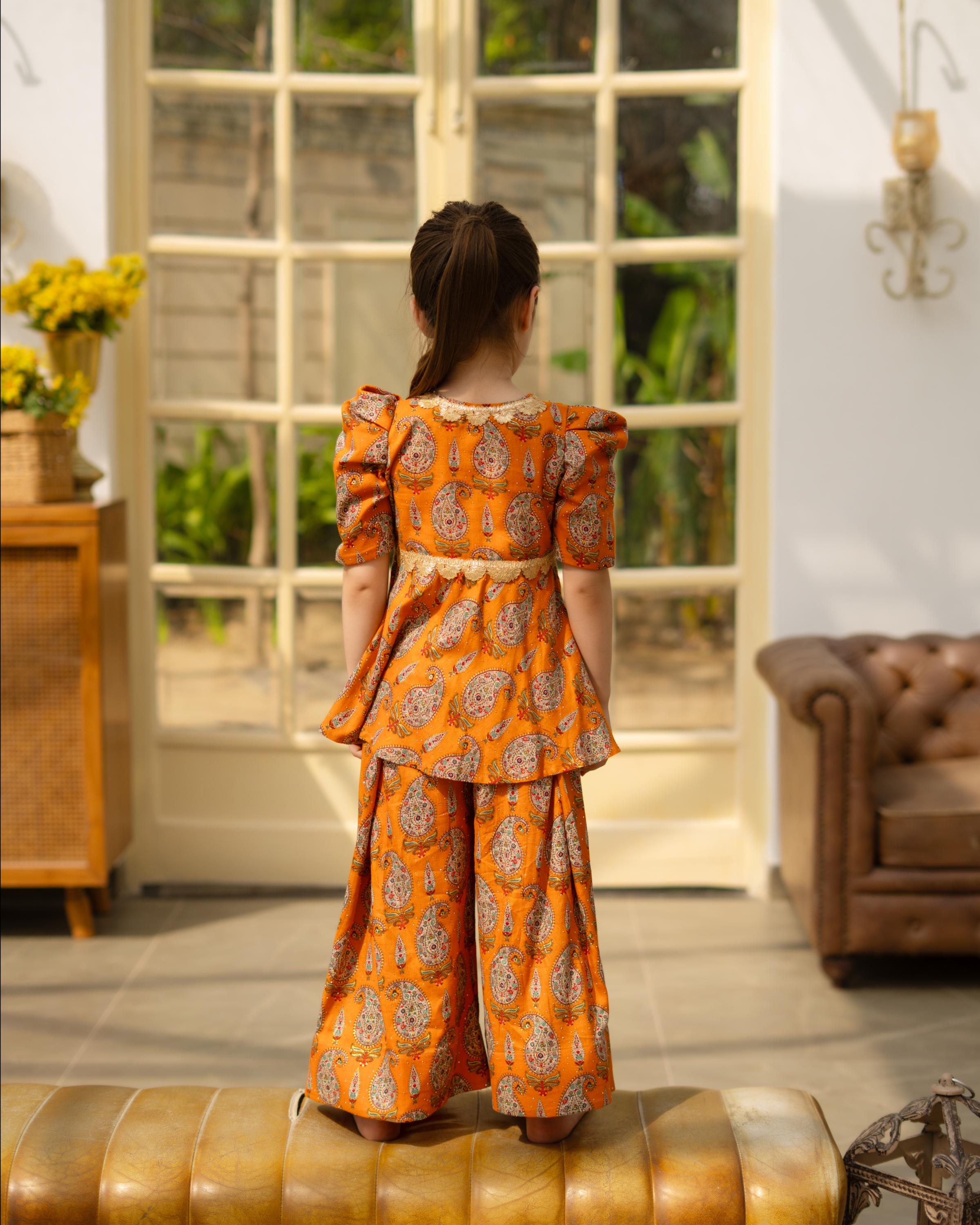Yellow Printed Kurti Sharara Set