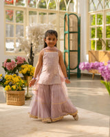 Lilac Embroidered Kurti Lehenga Set