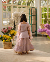 Lilac Embroidered Kurti Lehenga Set