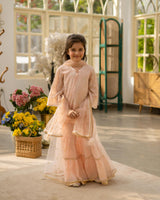 Peach Embroidered Kurti Sharara