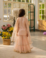 Peach Embroidered Kurti Sharara