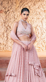 Noor Pink Embroidered Lehenga Set