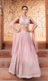 Noor Pink Embroidered Lehenga Set