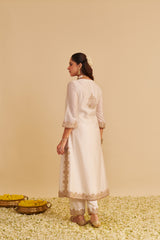 Areefa - Dabka Zardozi Embroidered Rich Banarasi Daisy Ivory Suit & Salwar