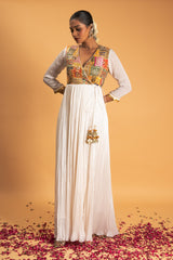 Ivory Angrakha Kurta Pant Set