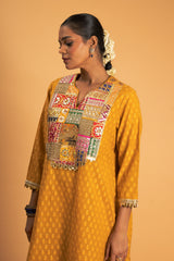Mustard Chanderi Kurta