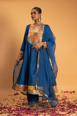 Blue Chanderi Kurta Set
