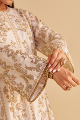 Alira - Dabka Zardozi Embroidered Daisy Ivory Kurta & Salwar with Dupatta