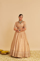 Aaliya - Dabka Zardozi Embroidered Raw Silk Gold Lehenga Set