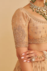 Aaliya - Dabka Zardozi Embroidered Raw Silk Gold Lehenga Set