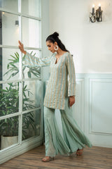 Ice Blue Embroidered Kurta