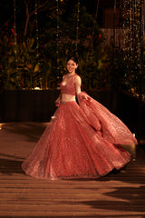 Rose Dust Lehenga Set. 2 (Lehenga + Blouse with attached trail)
