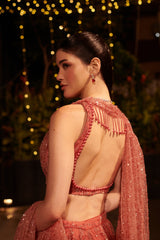 Rose Dust Lehenga Set. 2 (Lehenga + Blouse with attached trail)