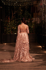 Bronze Affair Lehenga Set. 2 (Lehenga with attached drape dupatta + Blouse)