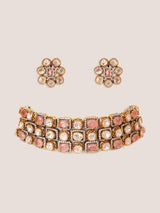 Dramatic and classy two tone kundan choker with matching earrings