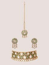 Dramatic and classy two tone polki choker with matching earrings