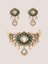 Dramatic and classy two tone polki choker with matching earrings