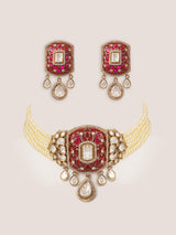 Dramatic and classy two tone polki choker with matching earrings