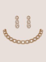 Dramatic and classy two tone kundan polki stone necklace set with matching earrings