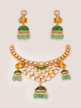 Bold and dramatic moissanite necklace set with matching jhumkas
