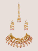 Extraordinary fusion of kundan and polki necklace set with earrings and maangtika