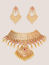 Extraordinary fusion of kundan and jadau necklace set with earrings