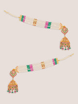 Bold and dramatic pair of jhumkas with earchains.