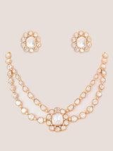 Elegant and stylish gold finish kundan polki necklace set