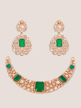 Elegant and stylish gold finish kundan polki necklace set