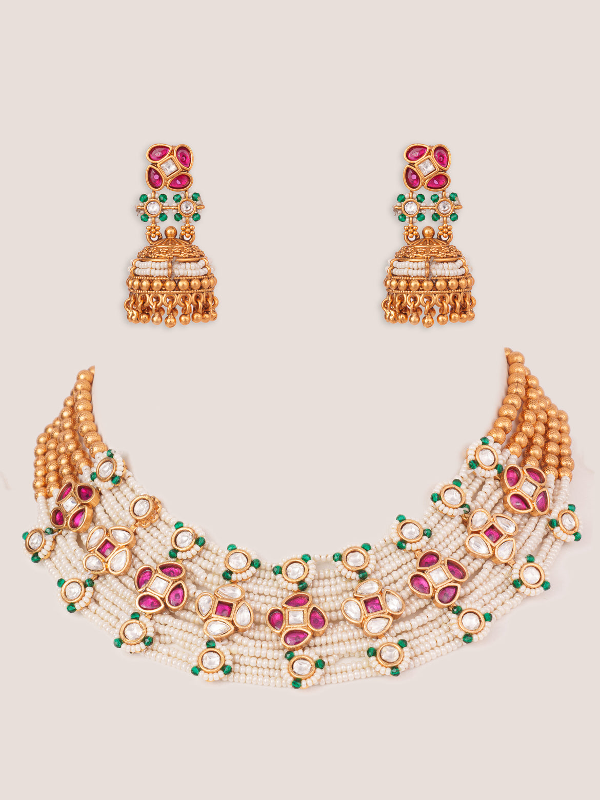 Classic and stylish kundan necklace set with matching earrings