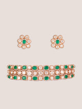 Dramatic and classy two tone kundan choker with matching earrings