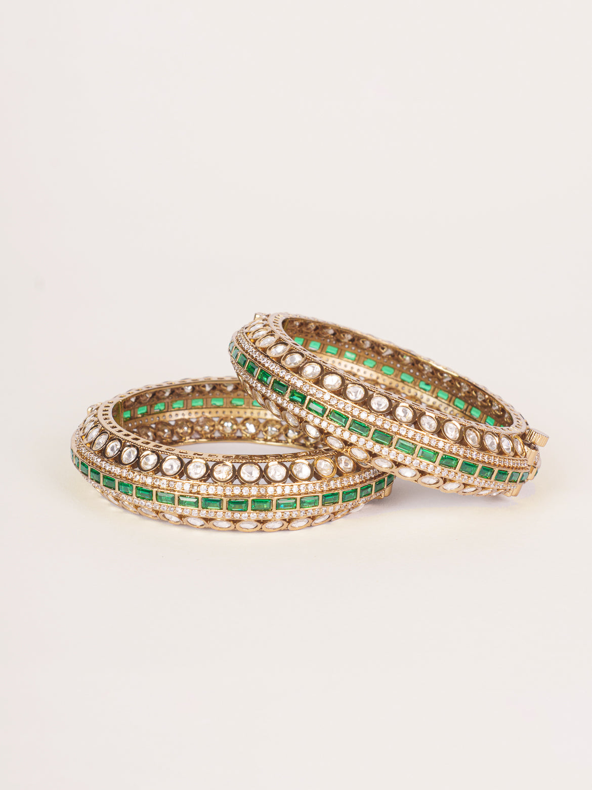 Pair of classic two tone kundan polki bangles