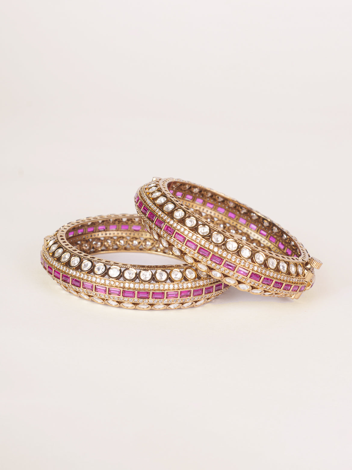 Pair of classic two tone kundan polki bangles