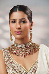 Bold and dramatic polki necklace set with matching earrings