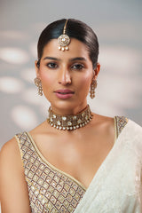 Dramatic and classy two tone polki choker with matching earrings