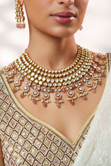 Extraordinary fusion of kundan and polki necklace set with earrings and maangtika