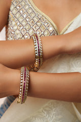 Pair of classic two tone kundan polki bangles