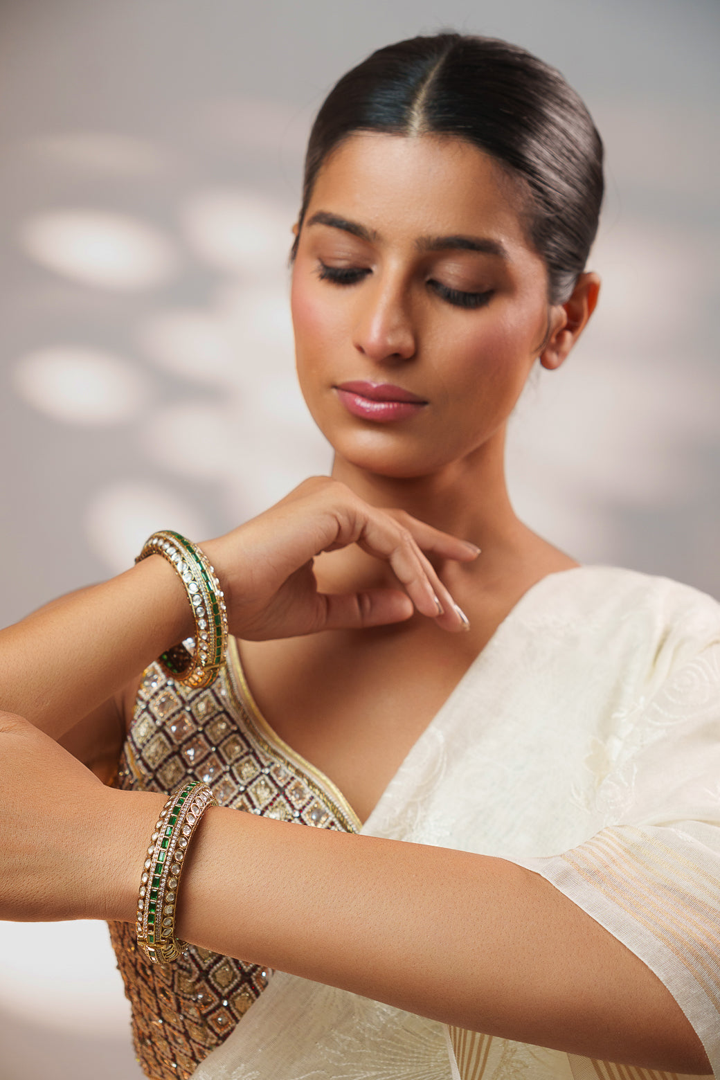 Pair of classic two tone kundan polki bangles